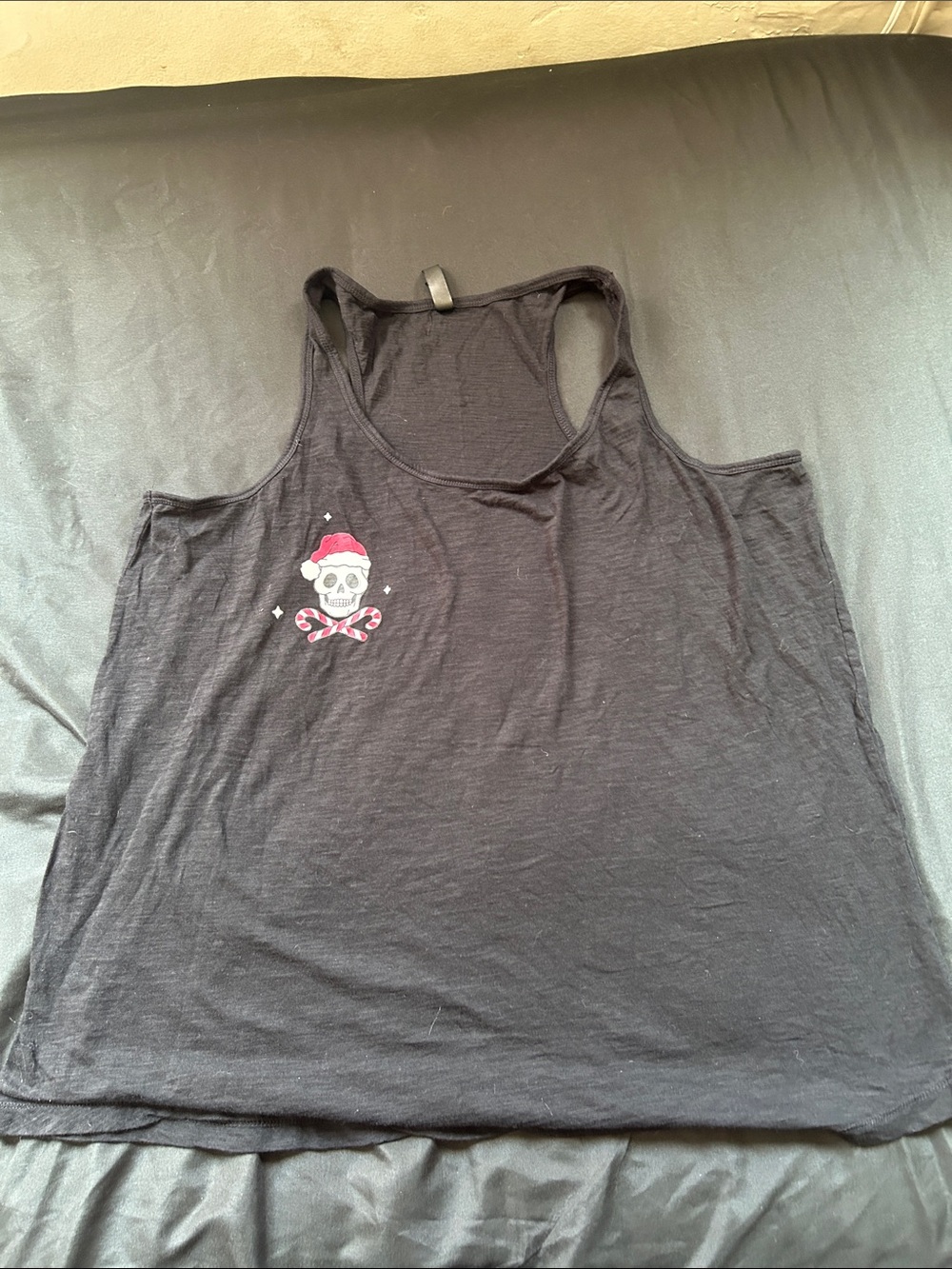torrid Black Racerback Tank with Festive Skull and Candy Cane Accent